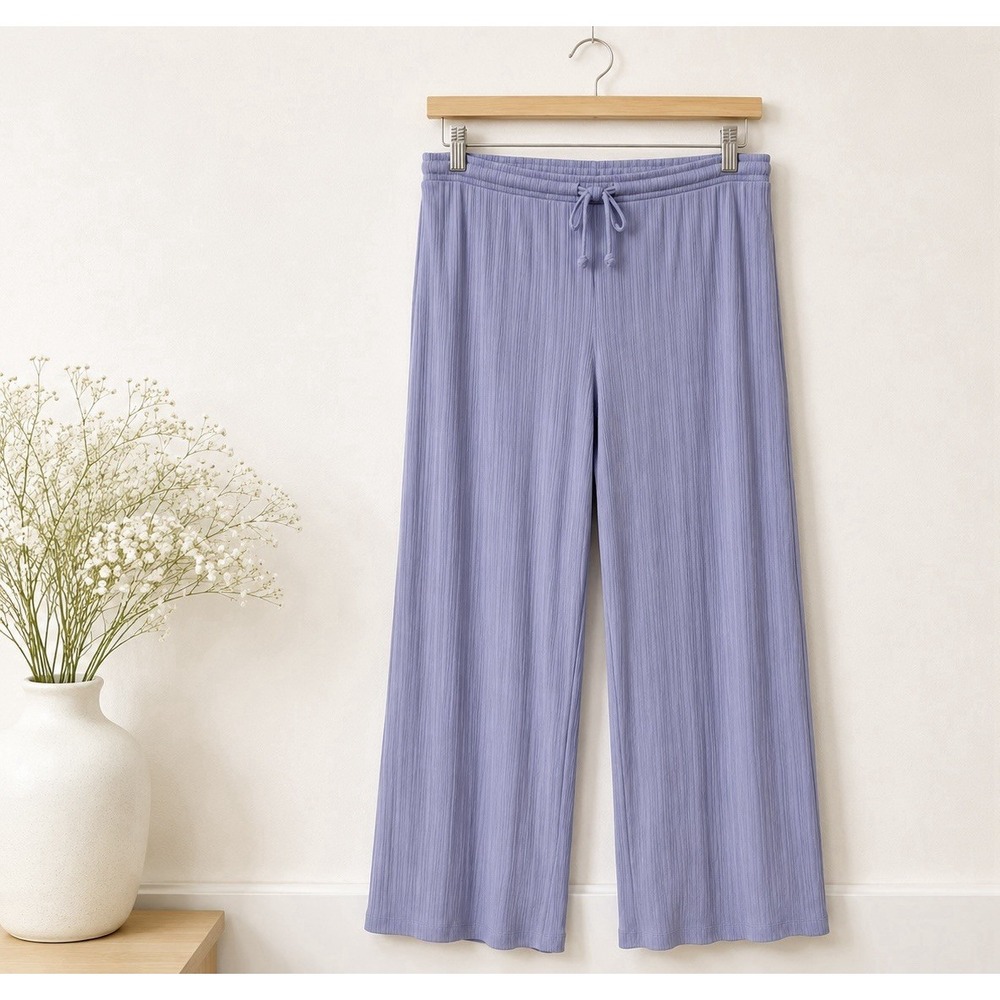 Abercrombie & Fitch Women's Lounge Pants Sm Lavender Ribbed Wide Leg Drawstring